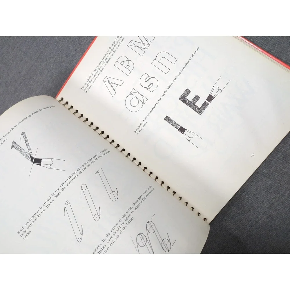 1966 Type & Lettering William Longyear‎  VTG Revised 4th Edition Spiral Bound HC